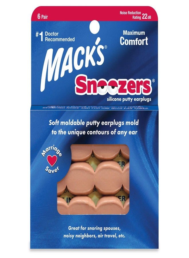 Mack's Snoozers Silicone Putty Earplugs - 6 Pair – Comfortable, Moldable Silicone Ear Plugs for Sleeping, Snoring, Loud Noise & Traveling | Made in USA - Image 1